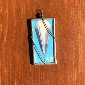 Vintage Stamps Charm - necklace